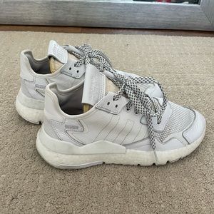 Grey and white adidas nite joggers
